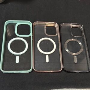 3-Transparent IPhone Cases with MagSafe - Mint, Rose Gold, Black